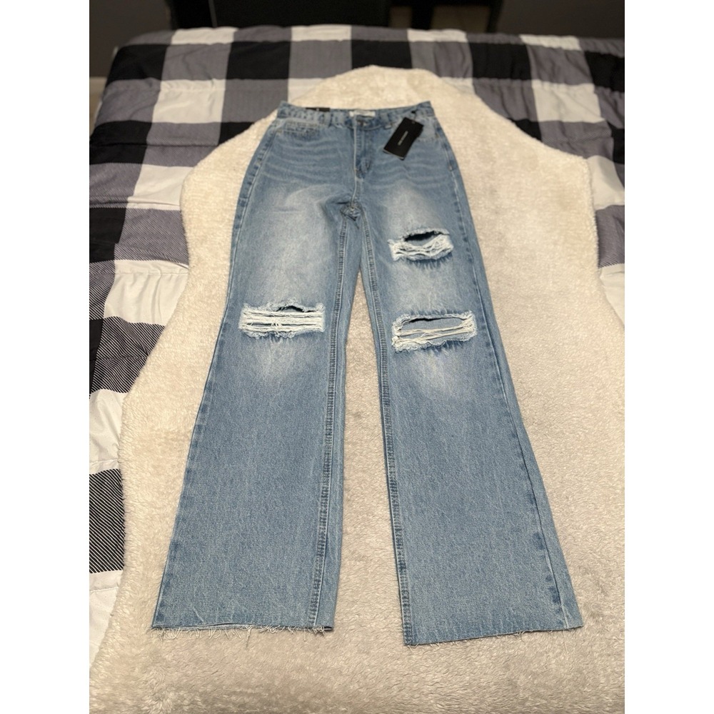 American Bazi Distressed Wide Leg Jeans Size 1 Womens Pants